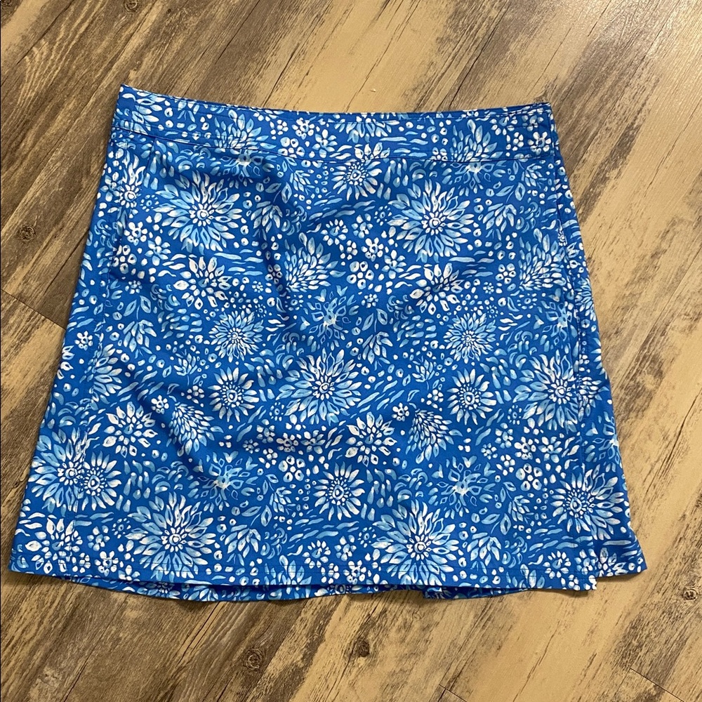 Rip Skirt Size LARGE Blue Floral Print Wrap Resort Vacation Activewear Tropical - Picture 2 of 8